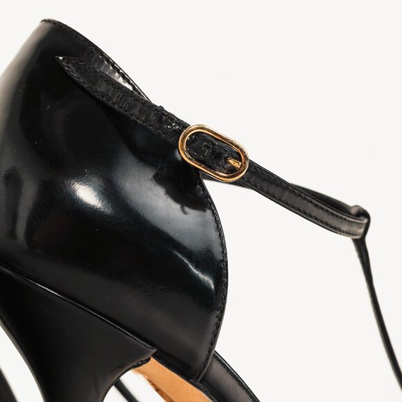 Dolce & Gabbana Black Patent Leather T-Strap Heels - Picture 8 of 11